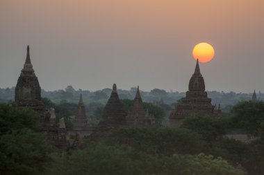 Asya Myanmar Bagan Tapınağı Pagoda manzara