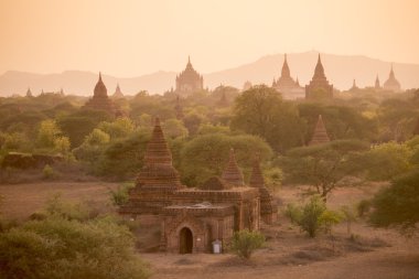Asya Myanmar Bagan Tapınağı Pagoda manzara