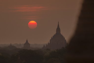 Asya Myanmar Bagan Tapınağı Pagoda manzara