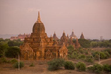 Asya Myanmar Bagan Tapınağı Pagoda manzara