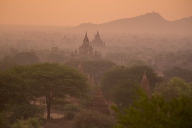 Asya Myanmar Bagan Tapınağı Pagoda manzara