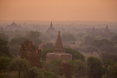 Asya Myanmar Bagan Tapınağı Pagoda manzara