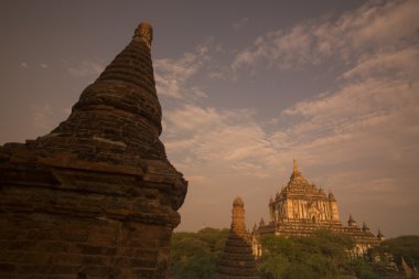 Asya Myanmar Bagan Tapınağı Pagoda manzara
