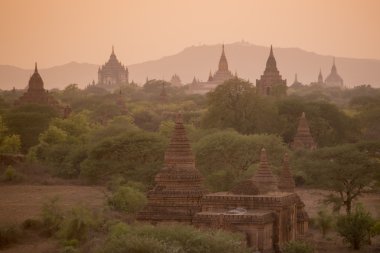 Asya Myanmar Bagan Tapınağı Pagoda manzara