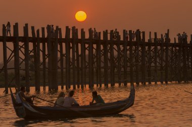 Asya Myanmar Mandalay Amarapura U olmak Köprüsü