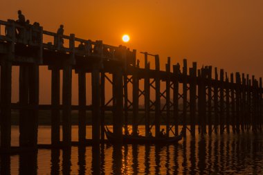 Asya Myanmar Mandalay Amarapura U olmak Köprüsü