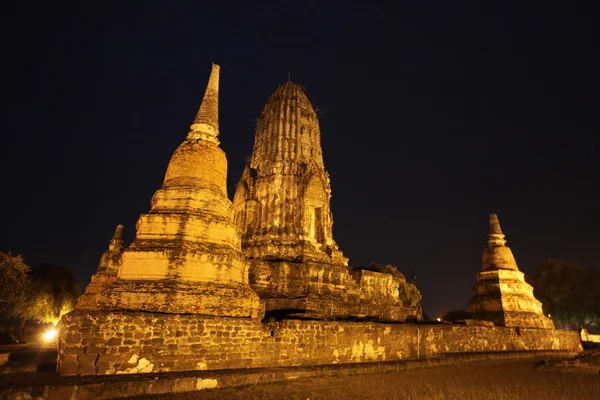 Wat chai wattanaram di notte — Foto Stock