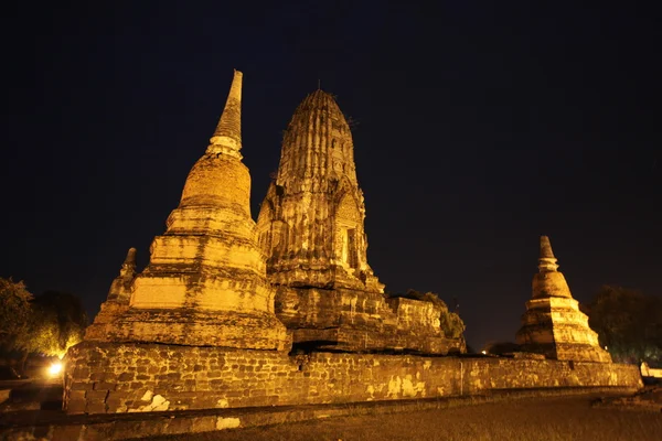 Wat chai wattanaram à noite — Fotografia de Stock