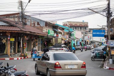 Tayland, Sa Kaeo, Kasım 12, 2025 - Tayland 'ın Sa Kaeo ilindeki Aranyaprathet şehir merkezindeki eski kasaba yolu.