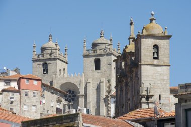 Katedral Se içinde Ribeira Porto şehir merkezinde