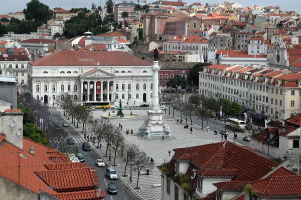 La plaza rossio en el centro de la ciudad — Foto de Stock