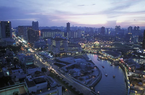 Luchtfoto van de stad singapore — Stockfoto