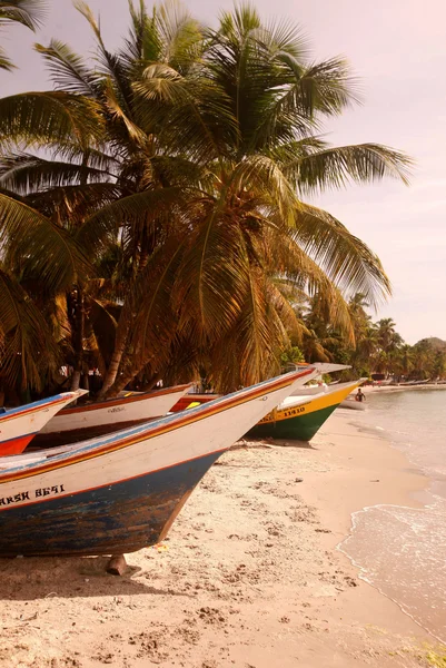 Boote am Strand der Stadt Pampatar — Stockfoto