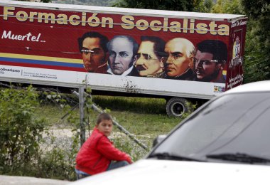 truck of the formation socialista is parkin in Venezuela clipart