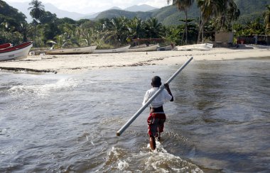 Chuao kasabanın kıyılarında 