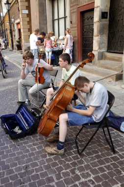 Streetmusic eski Varşova şehir