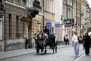 Eski Varşova şehir sokak sahne