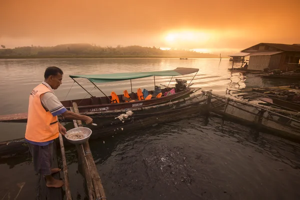 Sangkhlaburi fisherman at his home — Stock Photo, Image