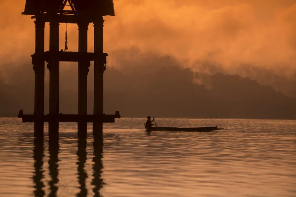 Templo de Tailândia Kanchanaburi Sangkhlaburi Floodet — Fotografia de Stock