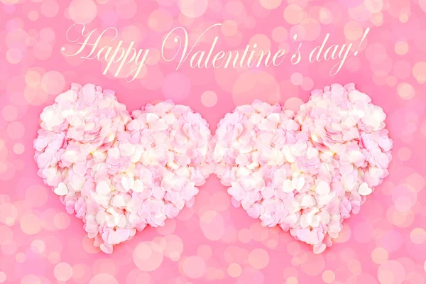 Valentine Day Card Two Big Hearts Made Pastel Confetti Isolated — Stock Photo, Image