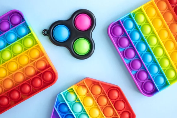 Fidget Colorido Stress Empurrar Pop Brinquedos Sensoriais Para Crianças Isoladas — Fotografia de Stock