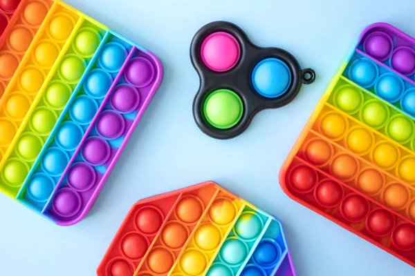 Fidget Colorido Stress Empurrar Pop Brinquedos Sensoriais Para Crianças Isoladas — Fotografia de Stock