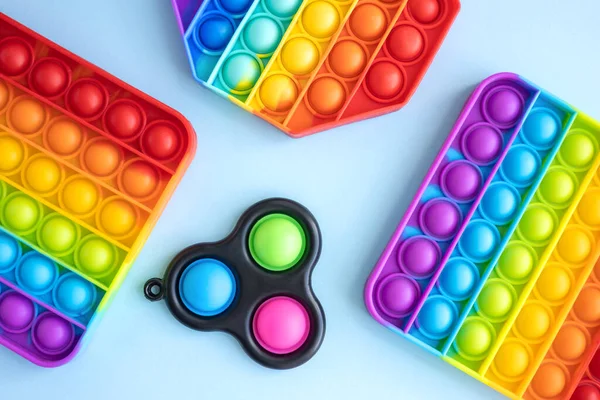 Fidget Colorido Stress Empurrar Pop Brinquedos Sensoriais Para Crianças Isoladas — Fotografia de Stock