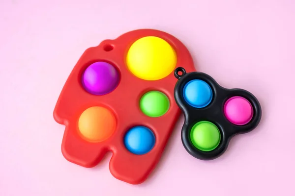 Fidget Colorido Stress Empurrar Pop Brinquedos Sensoriais Para Crianças Isoladas — Fotografia de Stock