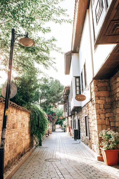 Leere Gasse Altstadtviertel Kaleici Antalya Türkei Blick Auf Alte Steinhäuser — Stockfoto