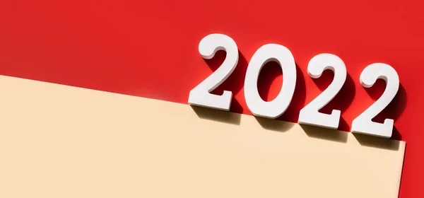 Νέο Έτος 2022 Λευκός Αριθμός 2022 Και Λευκό Μπεζ Χαρτί — Φωτογραφία Αρχείου