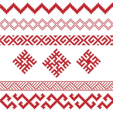 slavic ornamental elements set clipart