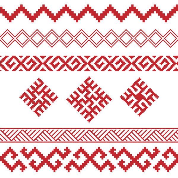 slavic ornamental elements set