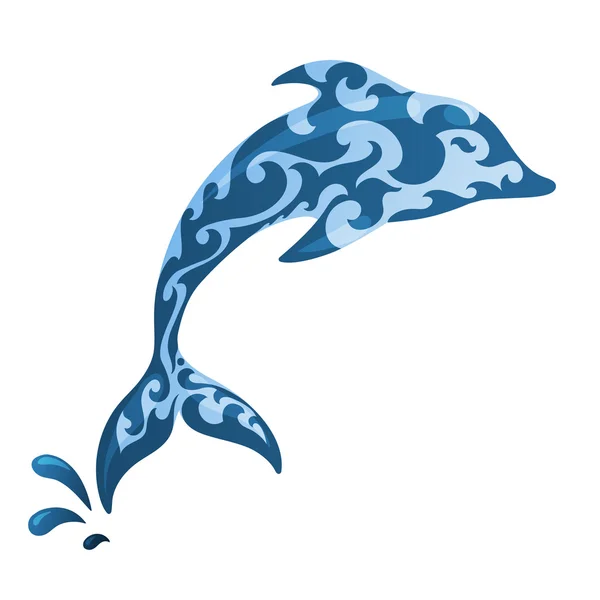 Dauphin ornemental bleu — Image vectorielle