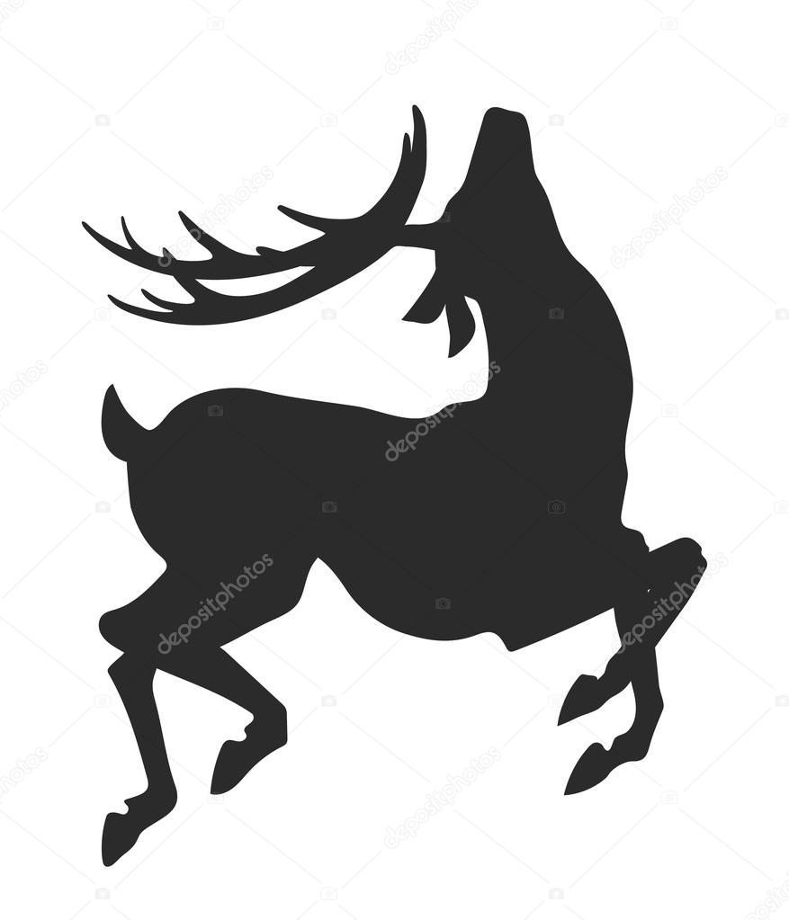 Simple black silhouette of jumping deer on the white background Stock Vector  by ©sabbra_cadabra 118823990, image size:877x1023