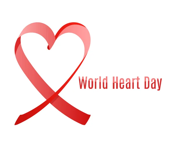 World heart day ribbon — Stock Vector
