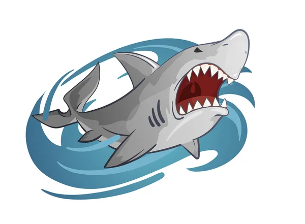 Απεικόνιση κινουμένων σχεδίων του λευκού καρχαρία — Διανυσματικό Αρχείο
