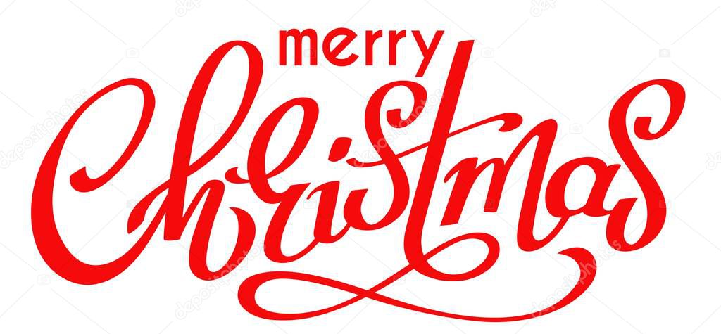 hand written vector lettering Merry Christmas