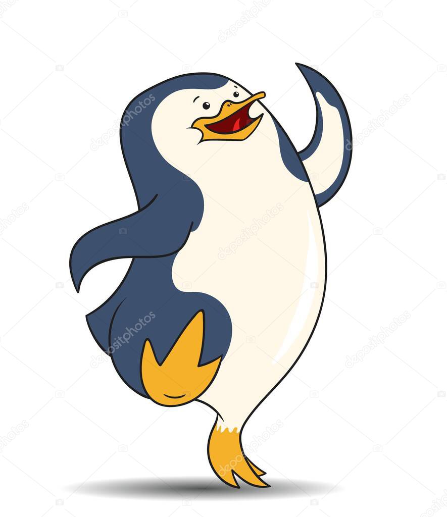 Cute penguin is walking, cartoon illustration