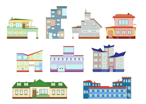 Conjunto de casas modernas — Vector de stock