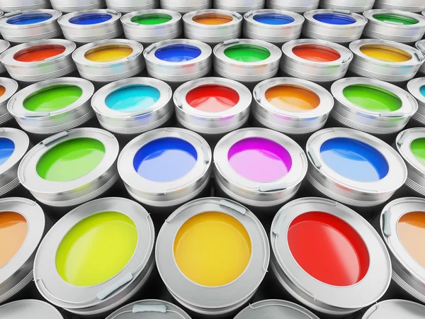 Tavolozza dei colori dei barattoli di vernice — Foto Stock