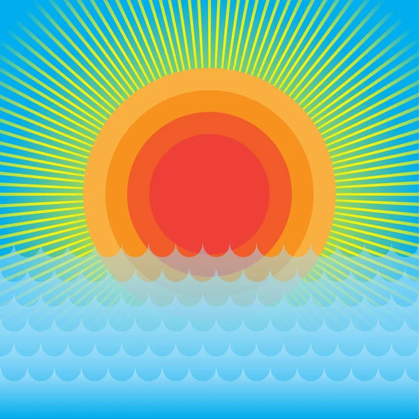 Havet i solnedgången. vektor illustration. mall för design. — Stock vektor