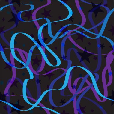 şeritler, yıldızlar ve konfeti.