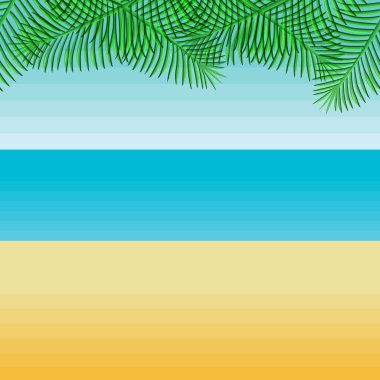 palmiye yaprakları ile plaj.