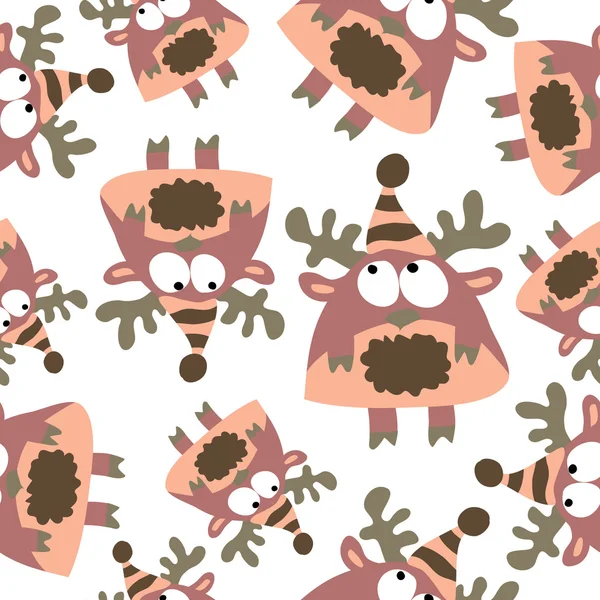 Mooses in retro style, seamless pattern. — Stock Vector
