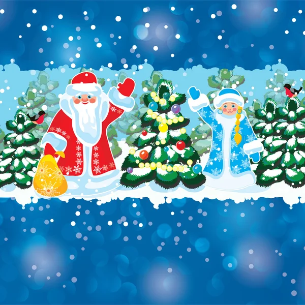 Santa Claus and Snow Maiden — Stock Vector