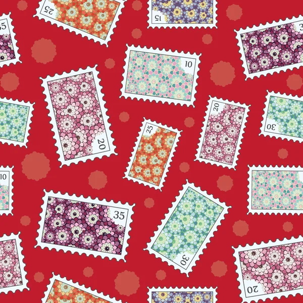 Postzegels met bloemen — Stockvector