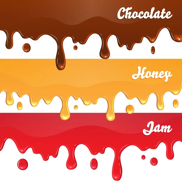 Chocolade, honing, jam DRIP 's — Stockvector