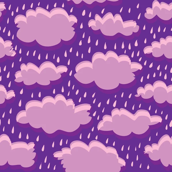 Seamless pattern of clouds and rain — Stock Vector