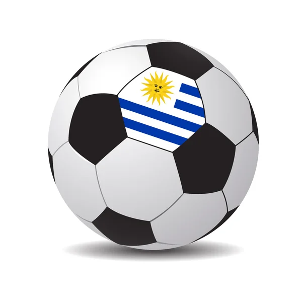 Voetbal met de vlag van uruguay — Stockvector