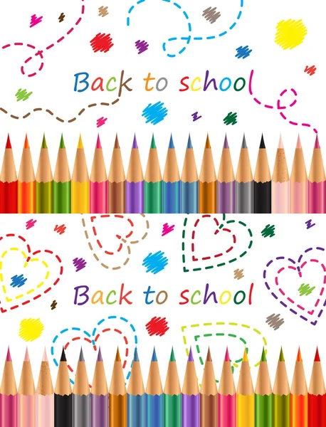 Πίσω στο σχολείο χρωματισμένα μολύβια — Διανυσματικό Αρχείο